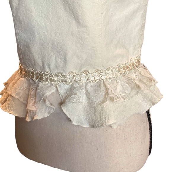 Mexico Lindo Creamy White Halter Tie Cotton Corset Top, Medium Romantic Coquette - Picture 3 of 10